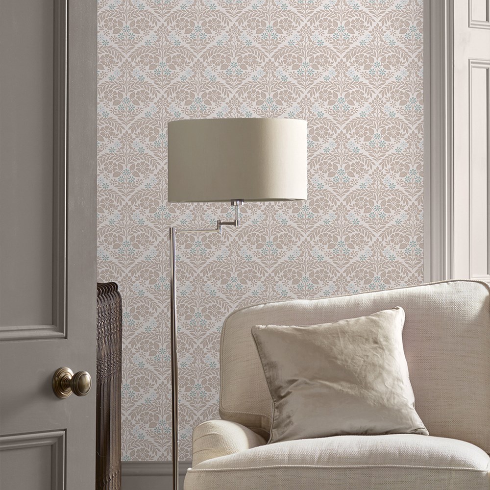 Margam Floral Wallpaper 118490 by Laura Ashley in Dove Grey